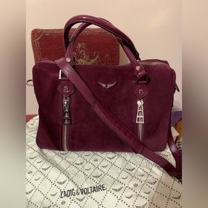 Zadig & Voltaire Large Plum Suede Satchel